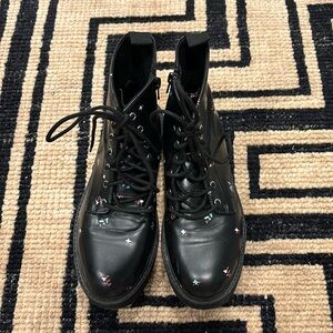 Zara Black Floral Print Combat Boots. Size is 38 or US 7.